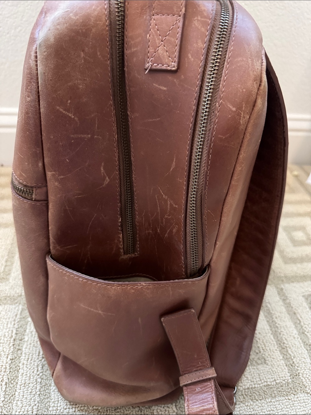 Able Brown Leather Backpack - Picture 3 of 4